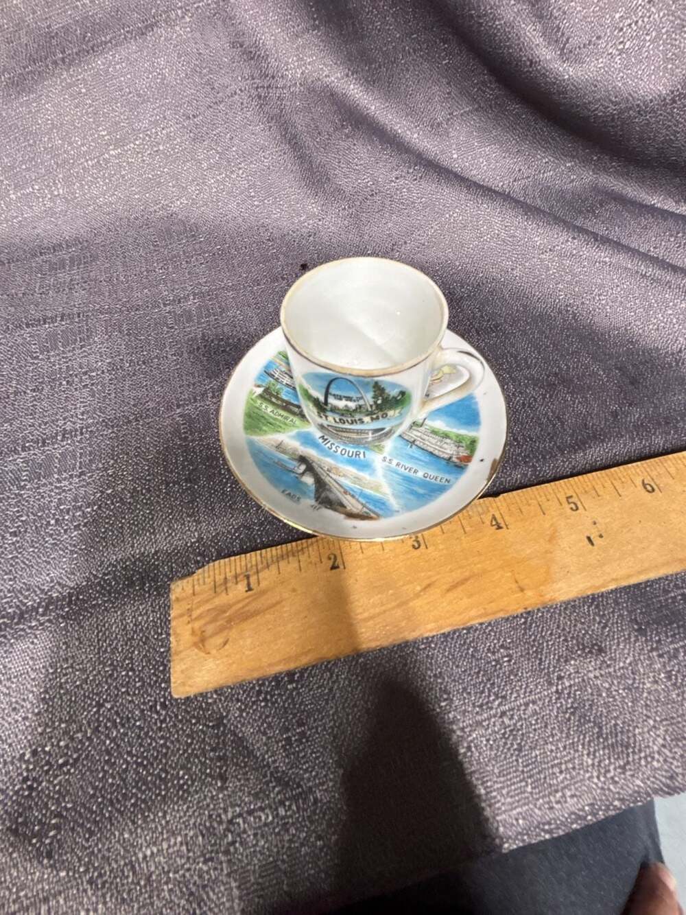 Souvenir Miniature Teacup and Saucer St. Louis Missouri Gateway to the West